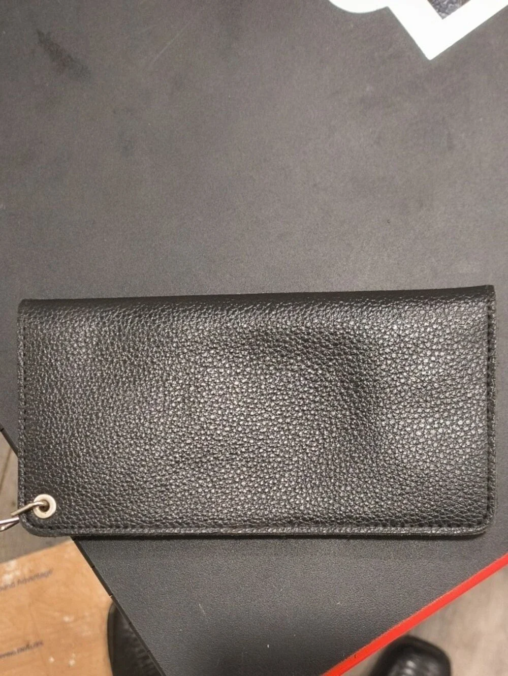 Black Leather Wallet with Embossed '1' Logo
